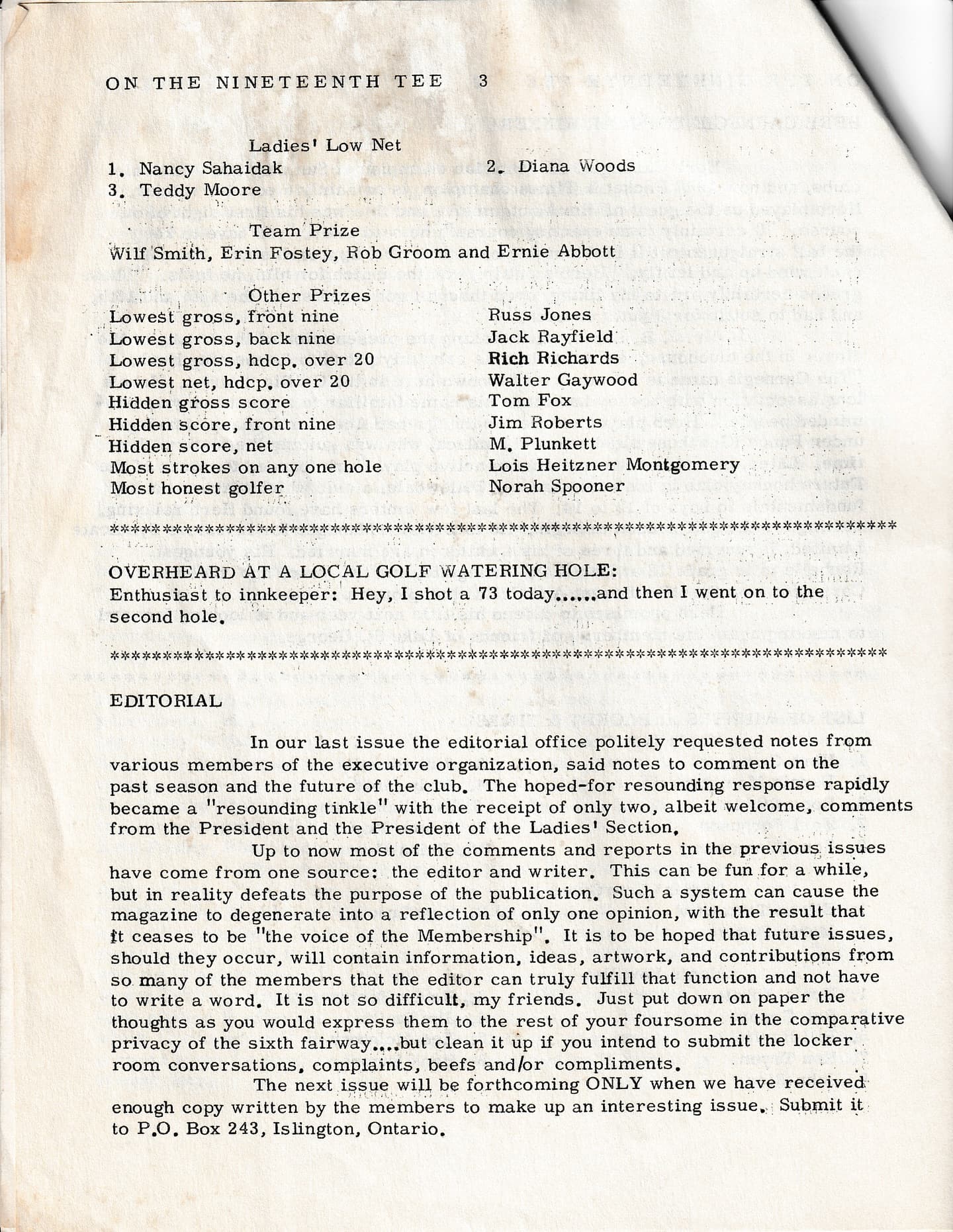 We recently found a collection of old club newsletters from the 1960s!
This edition was from October 1968, 57 years ago! #PlayTheLake